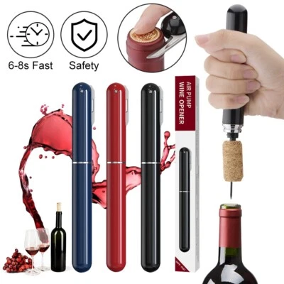 Air Pressure Pump Wine Bottle Opener Portable Steel Easy Cork Remover Corkscrew - image 1 of 4
