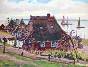 Lang-Wollin, Otto (1881 Kassel – 1958 San Remo) "Fishing Settlement Gothmund" - Picture 1 of 3