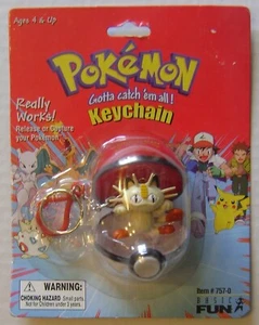 Pokemon Keychain, #52 Meowth, Basic Fun, Factory Sealed, 2000 Edition (2) - Picture 1 of 4