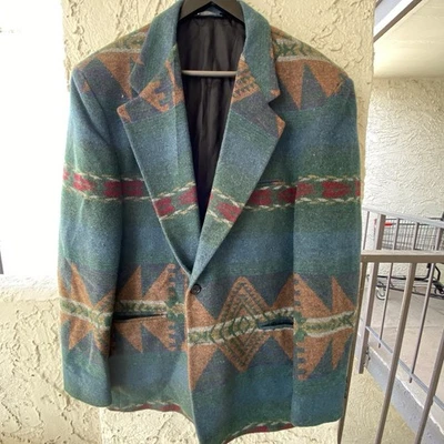 Винтажная шерстяная куртка блейзер Falcone Southwestern Aztec сделано в США размер 42 42L - Изображение 1 из 4
