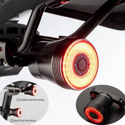 ROCKBROS Smart Rear Lights Bike Tail Lights Brake Sensor Taillight USB Rainproof - Image 1 of 4
