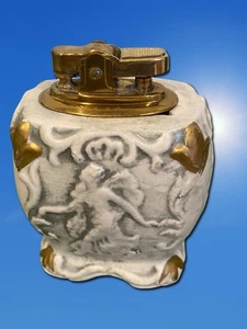 Royal Sealy Japan Three Graces Table Lighter White Gold Relief Vintage MCM NOS - Picture 1 of 14