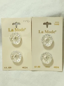 Bottoni vintage La Mode design fiori trasparenti 2 pezzi 4 bottoni #4624 19 mm 3/4" - Foto 1 di 5
