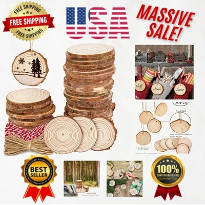 50 círculos de madera natural con agujeros para colgar fácilmente - Ideal para manualidades y decoración Foto 1 de 4