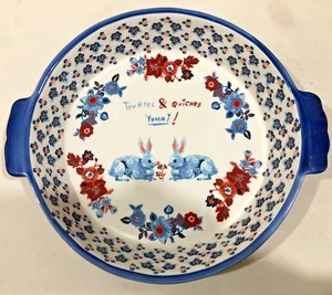 ANTHROPOLOGIE Nathalie Lete Bibeloy Bunnies Flowers Torte & Quiche Dish Easter - Picture 1 of 12