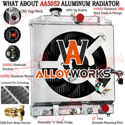 3-ROW Radiator Shroud Fan FITS 1992-2000 Honda Civic D15 D16 EK Del Sol Integra. Foto 1 de 4