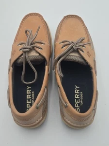 Sperry Men’s Tarpon 2-Eye Boat Shoes Tan Beige Leather Mesh Size 9M With Box - Picture 1 of 7