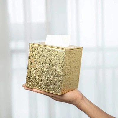 Tissue Box Cover Square,Gold Holder for Bathroom Square, Gold  - Image 1 of 4