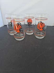 Vintage 1980's Mobil NFL Cincinnati Bengals  Set Of 4.  12 oz Estate Find - Picture 1 of 5