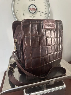 GIANFRANCO FERRE Squared Vintage Box Bag Brown Leather 1990 90s Tartan - Image 1 of 4