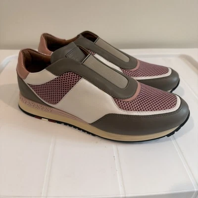 Bally Women’s Athletic Slip-On Sneakers Leather Pink White Italy Size 9 Casual - Image 1 of 4