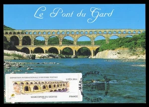 FRANCE 2014 Carte Maximum Card ATM LISA - MARCOPHILEX Uzès Pont du Gard aqueduct - Imagen 1 de 1