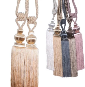 LUXUS XXL Groß VORHANG HALTER GARDINEN RAFFHALTER QUASTE mit KORDEL FRANSEN KUGE - Bild 1 von 5