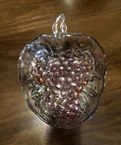 Vintage Indiana Glass Grape Shape Fruit Bowl Green/purple/clear Embossed 12x9 - Picture 1 of 1