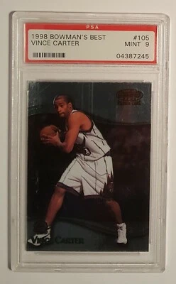 Bowman's Best #105 1998 Vince Carter (HOF) novato radiocontrol PSA 9 como nuevo, envío gratuito Foto 1 de 2