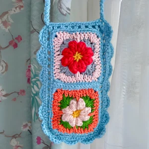 Bolsa Flor Crochet, Bolso Teléfono Estilo Bandolera, Bolso Ligero y Brillante - Imagen 1 de 16