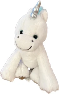 Animal Adventure Einhorn 8 Zoll Plüschtier weiß silber Horn blauer Mähnenschwanz Stofftier - Bild 1 von 8