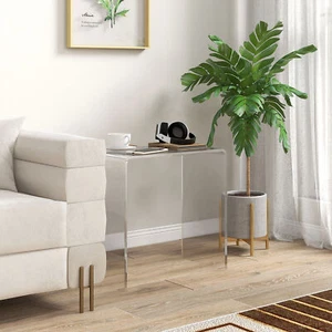 Clear Acrylic Side Table Waterfall End Table with Rounded Edges - Picture 1 of 11