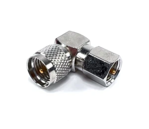 2pcs RF Coax RIGHT ANGLE Adapter FME Male Plug to Mini UHF Male Plug - Picture 1 of 3