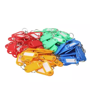 100 Pcs Key Tags Bulk Plastic Keychains with Label Window for Name Cards Luggage - Picture 1 of 11