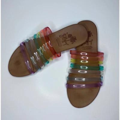 Jellypop Berry Sandals Rainbow Clear Plastic Color Slip On Flat Flip Flop Size 7 - Image 1 of 4