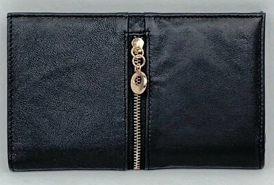 Cartera de chequera de cuero con bloqueo RFID para mujer organización con cremallera dorada NUEVO Foto 1 de 4