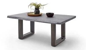 Couchtisch Wohnzimmertisch Akazie-massiv U-Form rechteckig grau lackiert 110 cm - Bild 1 von 6