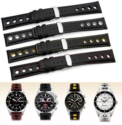 Pulsera correa cuero genuino (se adapta) TISSOT PRS516 Racing Sport y hebilla Foto 1 de 4