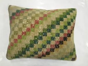 Pillow Made From A Vintage Turkish Deco Rug 15''x21'' - Picture 1 of 2