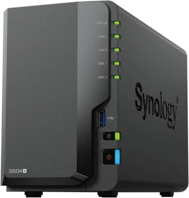 Synology DiskStation DS224+ NAS Server Desktop Archiviazione 2 Vani Gigabit LAN - Immagine 1 di 4