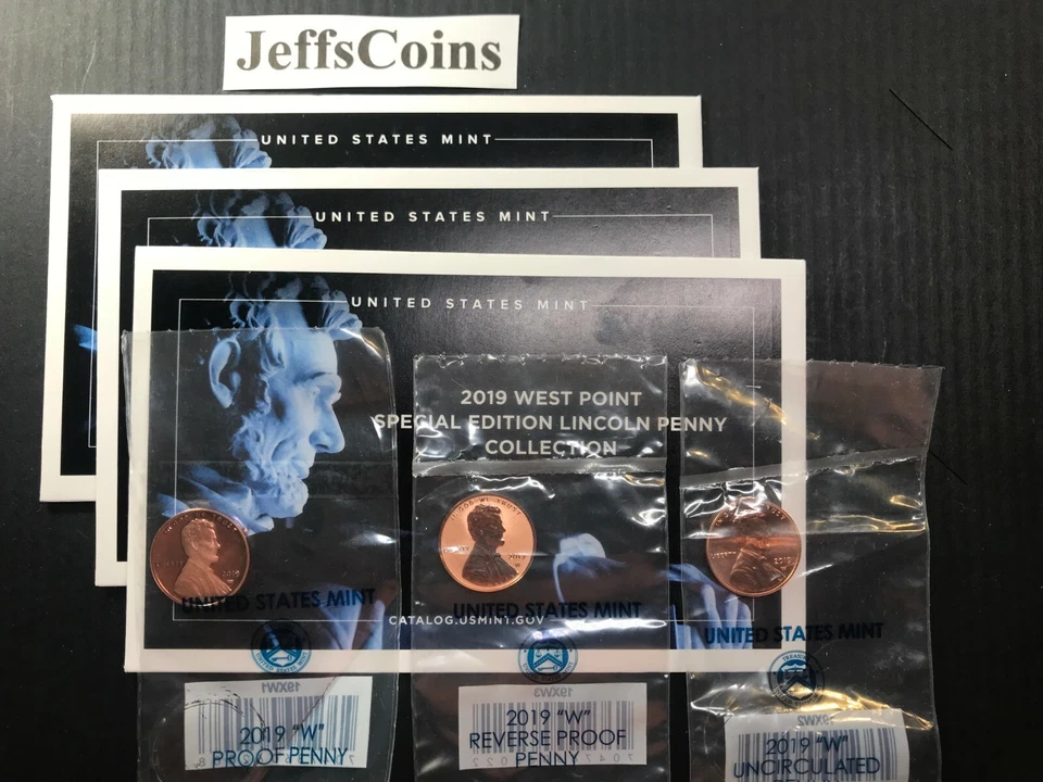 All 2019 W Lincoln Penny BUNDLE  Proof 1 Reverse 2 UNC 3 Shield Cents W Set - Image 1 of 4