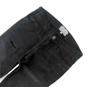 Authentische aktuelle Elliott Damenjeans schwarz distressed dünn gerissen Denim Größe 25 S - Bild 1 von 9
