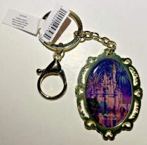 Disney Parks Magic Kingdom Fireworks Cinderella Castle Keychain 2 Sided NWT - Picture 1 of 4