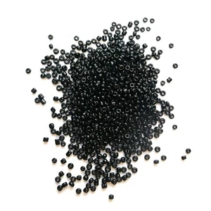 Round Seed Beads Glass - Opaque Black 2mm Size 11/0 - 50g/3200pcs Small Fillers - Picture 1 of 6