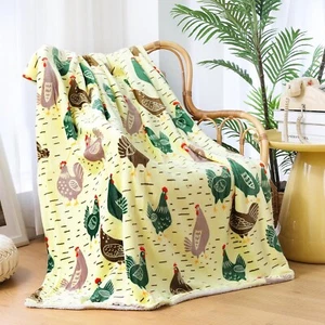 Chicken- Sumptuous Plush Blankets Cozy Couch Throws- 60" x 80" - Picture 1 of 9
