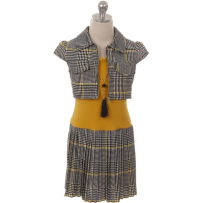 MUSTARD Size 8 Cardigan Set Mini Girl Dress Birthday Recital Homecoming - Image 1 of 4