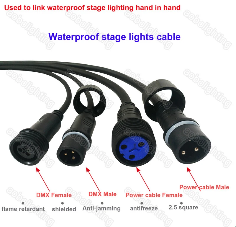 IP65 6.5ft Waterproof LED Par Can Lights power cable outdoor Lighting DMX Cable - Image 1 of 4