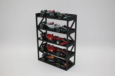 5 Car 1:43 1/43 F1 Formula 1 Race Car Display Stand Wall Mount Hanging Shelf - Image 1 of 4