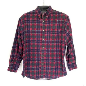 Thornton Bay Vintage Mini Corduroy Plaid All Cotton Flannel M Red Green Blue - Picture 1 of 5