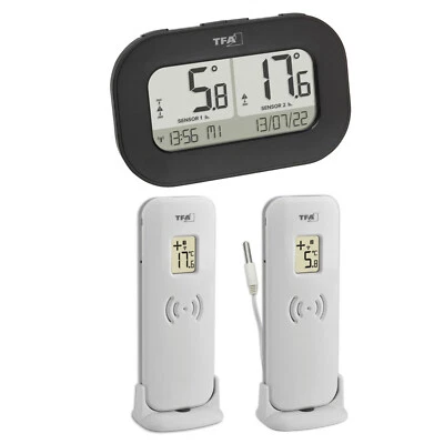 TFA-Dostmann 30.3073.01 Funkthermometer Double Check digital Funkuhr Außensensor - Bild 1 von 4