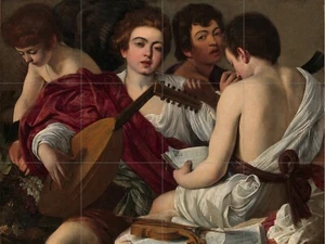 Mosaik Keramikplatte von Caravaggio der Musiker Gemälde Fliese Wandbild - Bild 1 von 6
