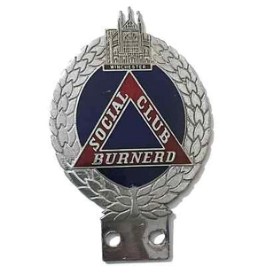 Vintage Chrome & Enamel Winchester Burnard Social Club Car Badge, Morgan Riley - Picture 1 of 6