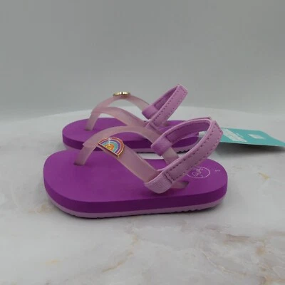 Reef Sandals Toddler Girls 3 Purple Flip Flop Slingback Little Charming Rainbow - Image 1 of 4