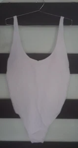 Bikinishe Solid Color High Leg One Piece Swimsuit White XL - Picture 1 of 6
