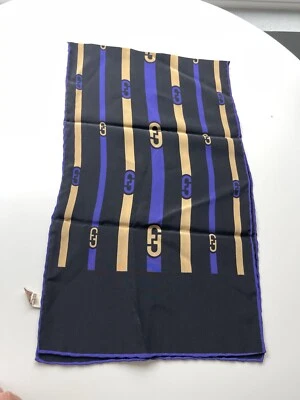 Vintage 1970s Striped Salvatore Ferragamo Silk Scarf   - Изображение 1 из 4