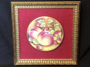 Vintage Brian Leaman ex Royal Worcester HandPainted Fruit Framed Tile Plaque - Picture 1 of 4