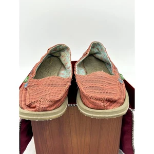 Peach Tropical Sanuk Slip On Women's size 6 Preowned - Picture 1 of 7