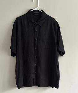 Axist Button Up 100% Silk Shirt Men’s XXL Short Sleeve Black Wash Beach Tropical - Picture 1 of 4