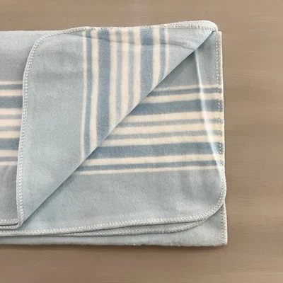 Vintage Light Blue Receiving Blanket With Stripes - Baby - Image 1 of 4