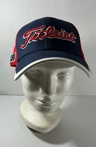 Titleist Navy And Red With White Trim Adjustable Baseball Hat Mesh Back Used - Picture 1 of 6